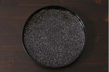 昭和期　輪島塗　涛華堂　八井珠蔵　黒塗銀梨子地瓢高描金　蒔絵　木製盛器・箱付き(菓子鉢、漆器)(R-036566)