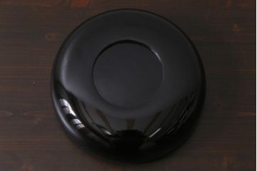 昭和期　輪島塗　涛華堂　八井珠蔵　黒塗銀梨子地瓢高描金　蒔絵　木製盛器・箱付き(菓子鉢、漆器)(R-036566)
