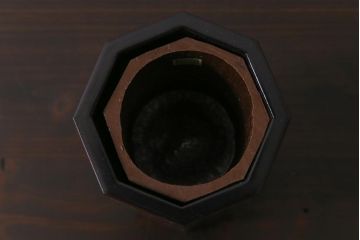 古民具　昭和初期　根来塗　木製花瓶(花入れ、花器、漆器)(R-036567)