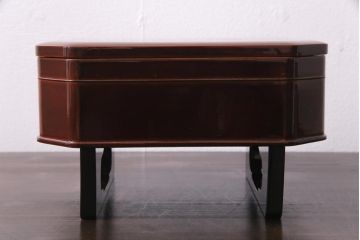 古民具　明治大正期　鶴蒔絵　木製菓子器(盛器、漆器)(R-036568)