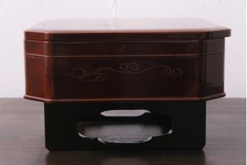古民具　明治大正期　鶴蒔絵　木製菓子器(盛器、漆器)(R-036568)