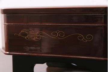 古民具　明治大正期　鶴蒔絵　木製菓子器(盛器、漆器)(R-036568)