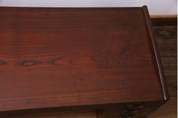 アンティーク家具　総ケヤキ材　漆塗り　立派な趣の文机(両袖机、ローテーブル)(R-036570)