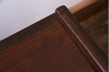 アンティーク家具　総ケヤキ材　漆塗り　立派な趣の文机(両袖机、ローテーブル)(R-036570)