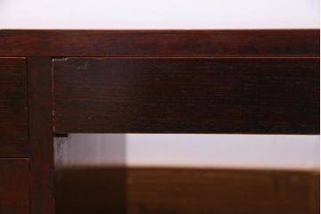 アンティーク家具　総ケヤキ材　漆塗り　立派な趣の文机(両袖机、ローテーブル)(R-036570)