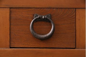 和製アンティーク　凝ったつくりが随所に見られる上質な四尺京水屋箪笥(4尺水屋箪笥、収納棚、キャビネット)(R-036574)