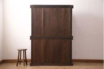 和製アンティーク　凝ったつくりが随所に見られる上質な四尺京水屋箪笥(4尺水屋箪笥、収納棚、キャビネット)(R-036574)