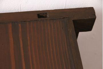 和製アンティーク　明るい木色と横桟が上品な雰囲気を醸し出す四尺京水屋収納棚(4尺水屋箪笥、リビングボード、キャビネット)(R-036576)