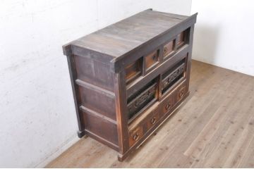 和製アンティーク　和空間を盛り上げる四尺水屋箪笥(サイドボード、食器棚、収納棚、キャビネット)(R-036584)