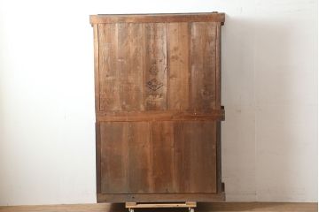 アンティーク家具　四尺　透かしと横桟引き戸が魅力の水屋箪笥(キャビネット、食器棚、収納棚)(R-036586)
