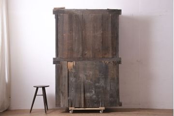 アンティーク家具　明治期　木味が魅力の四尺水屋箪笥(キャビネット、食器棚、収納棚)(R-036592)