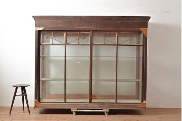 アンティーク家具　特大サイズのガラスケース(ショーケース、飾り棚)(R-036598)