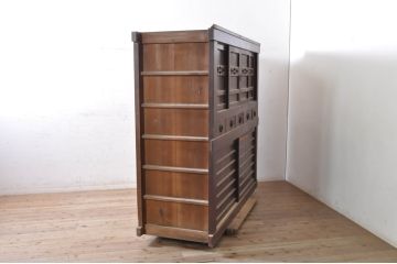 和製アンティーク　一本物　存在感抜群の六尺水屋箪笥(キャビネット、収納棚、戸棚、食器棚)(R-036599)