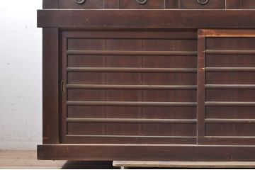 和製アンティーク　一本物　存在感抜群の六尺水屋箪笥(キャビネット、収納棚、戸棚、食器棚)(R-036599)