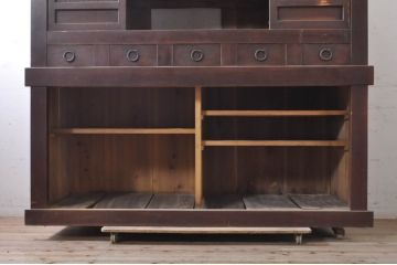 和製アンティーク　一本物　存在感抜群の六尺水屋箪笥(キャビネット、収納棚、戸棚、食器棚)(R-036599)