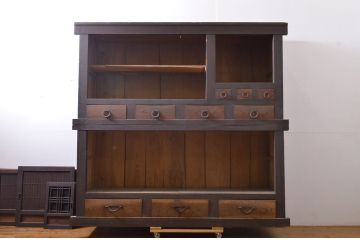 アンティーク家具　立派な六尺水屋箪笥(収納棚)(R-036600)