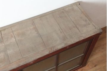 和製アンティーク　大正期　漆塗り　水屋キャビネット・上段(戸棚、水屋箪笥、収納棚)(R-036615)