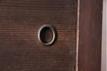 アンティーク家具　大正昭和初期　レアデザイン!マス目格子の水屋キャビネット(戸棚、茶箪笥)(R-036617)