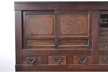 アンティーク家具　和製アンティーク　六尺水屋箪笥(重ね箪笥、時代箪笥、和タンス)(R-036630)