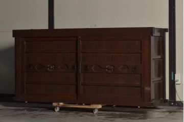 アンティーク家具　古民具　ヒノキ材　六尺サイズの収納箪笥サイドボード(水屋箪笥、テレビ台)(R-036634)