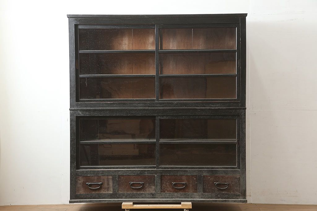 アンティーク家具　和製アンティーク　重ねキャビネット・重ね(戸棚、水屋箪笥、収納棚)(R-036639)