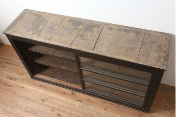 アンティーク家具　和製アンティーク　重ねキャビネット・上段(戸棚、水屋箪笥、収納棚)(R-036640)
