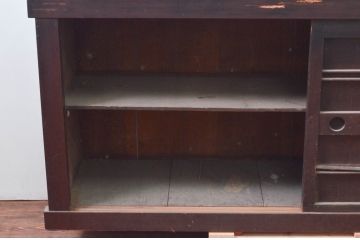 アンティーク家具　古民具　ヒノキ材　六尺サイズの収納箪笥サイドボード(水屋箪笥、テレビ台)(R-036646)