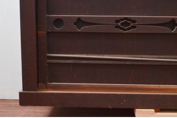 アンティーク家具　古民具　ヒノキ材　六尺サイズの収納箪笥サイドボード(水屋箪笥、テレビ台)(R-036646)
