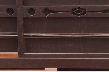 アンティーク家具　古民具　ヒノキ材　六尺サイズの収納箪笥サイドボード(水屋箪笥、テレビ台)(R-036646)