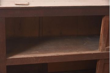 アンティーク家具　ヒノキ材　六尺　飛騨(岐阜)産　趣溢れる水屋箪笥キャビネット(収納棚、食器棚)(R-036660)