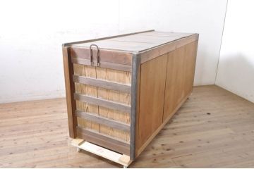 アンティーク家具　前面ヒノキ・ケヤキ材　収納箪笥キャビネット(テレビ台、水屋箪笥)(R-036688)