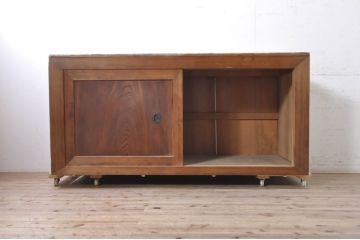 アンティーク家具　前面ヒノキ・ケヤキ材　収納箪笥キャビネット(テレビ台、水屋箪笥)(R-036688)