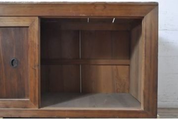 アンティーク家具　前面ヒノキ・ケヤキ材　収納箪笥キャビネット(テレビ台、水屋箪笥)(R-036688)