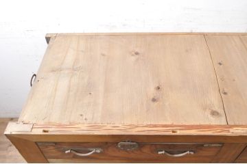 アンティーク家具　前面ヒノキ・ケヤキ材　収納箪笥キャビネット(テレビ台、水屋箪笥)(R-036689)