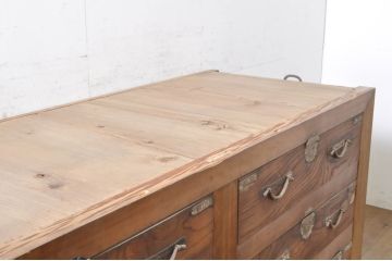 アンティーク家具　前面ヒノキ・ケヤキ材　収納箪笥キャビネット(テレビ台、水屋箪笥)(R-036689)