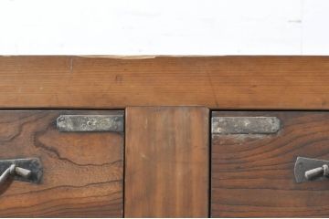 アンティーク家具　前面ヒノキ・ケヤキ材　収納箪笥キャビネット(テレビ台、水屋箪笥)(R-036689)