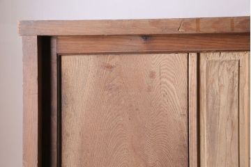 アンティーク家具　和製アンティーク　木製引き戸の重ねキャビネット(戸棚、箪笥、収納棚、食器棚)(R-036690)