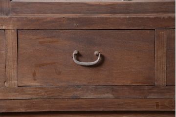 アンティーク家具　和製アンティーク　木製引き戸の重ねキャビネット(戸棚、箪笥、収納棚)(R-036690)