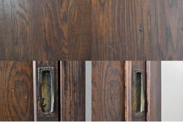 アンティーク家具　味のある木製引き戸の収納箪笥キャビネット(水屋箪笥、収納棚)(R-036696)