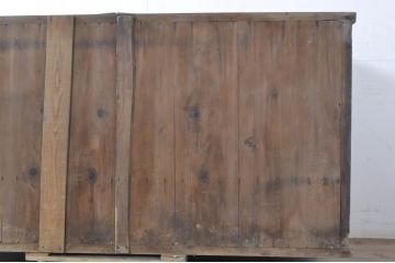 アンティーク家具　味のある木製引き戸の収納箪笥サイドボード(水屋箪笥、収納棚)(R-036698)