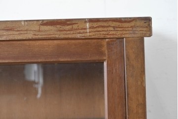 和製アンティーク　昭和レトロ　収納力たっぷりの大きなガラス戸棚　(R-036700)