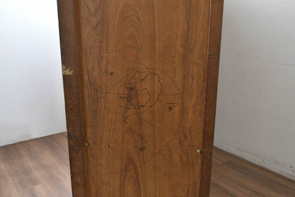 和製アンティーク　昭和レトロ　収納力たっぷりの大きなガラス戸棚　(R-036700)