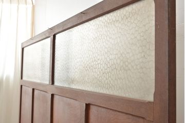 昭和レトロ　懐かしい雰囲気たっぷりのラワン材製衝立(パーテーション、つい立て)(R-036702)