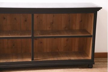 アンティーク家具　大正昭和初期　ストリップド(剥離)　塗装がアクセントのガラス引き戸のサイドボード(飾り棚、陳列棚)(R-036705)