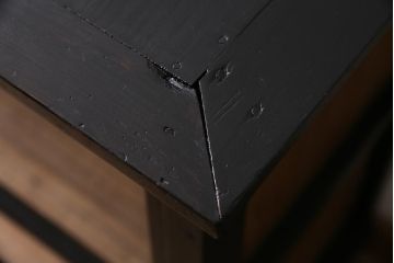 アンティーク家具　大正昭和初期　ストリップド(剥離)　塗装がアクセントのガラス引き戸のサイドボード(飾り棚、陳列棚)(R-036705)