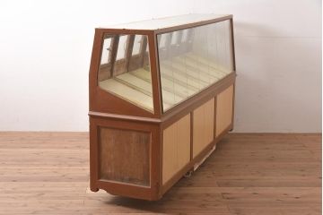アンティーク家具　昭和中期　ナチュラルでレトロなガラスケース(ショーケース、陳列棚、マス目)(R-036708)