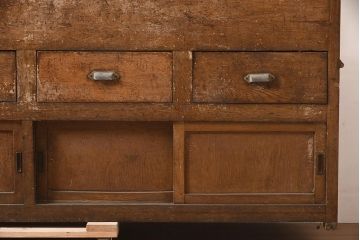 アンティーク家具　昭和中期　ナチュラルでレトロなガラスケース(ショーケース、陳列棚、マス目)(R-036708)