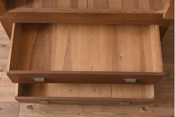 アンティーク家具　明治大正期　ヒノキ材　木の温もり感じるワードローブ(収納箪笥、キャビネット、夜具箪笥、布団箪笥)(R-036709)