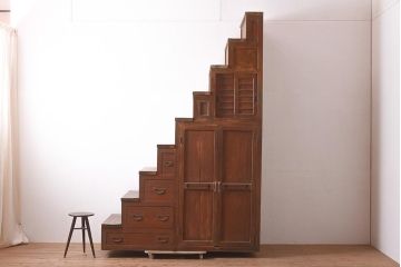 アンティーク家具　古民具　明治大正期　重ね階段箪笥(R-036711)