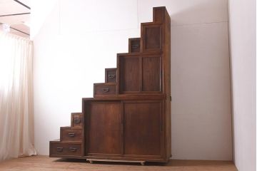 アンティーク家具　明治期　ケヤキ材　上手物　特大サイズの階段箪笥(R-036712)